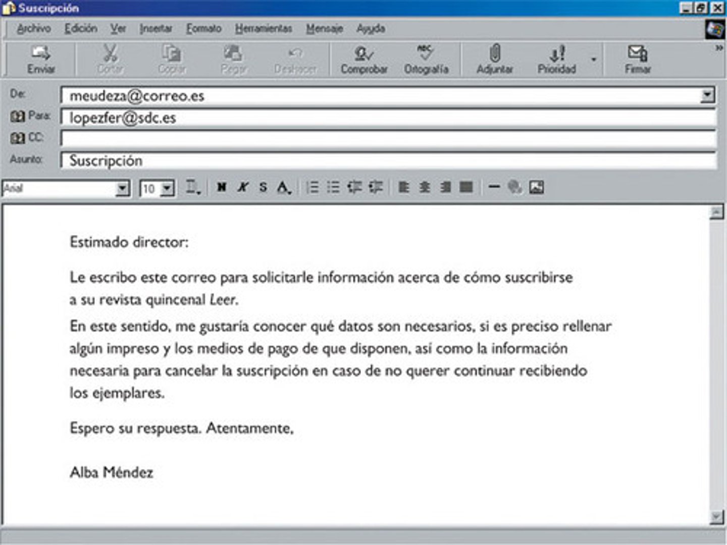 <p>to write an e-mail</p>