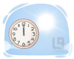 <p>the middle of the day; around 12:00 PM or noon.<br></p>