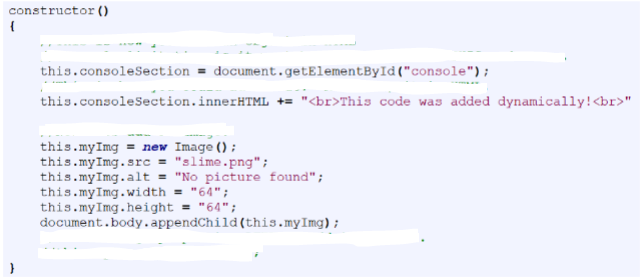 <p>From the code given, which statement allows an object to be dynamically added to the HTML?</p>