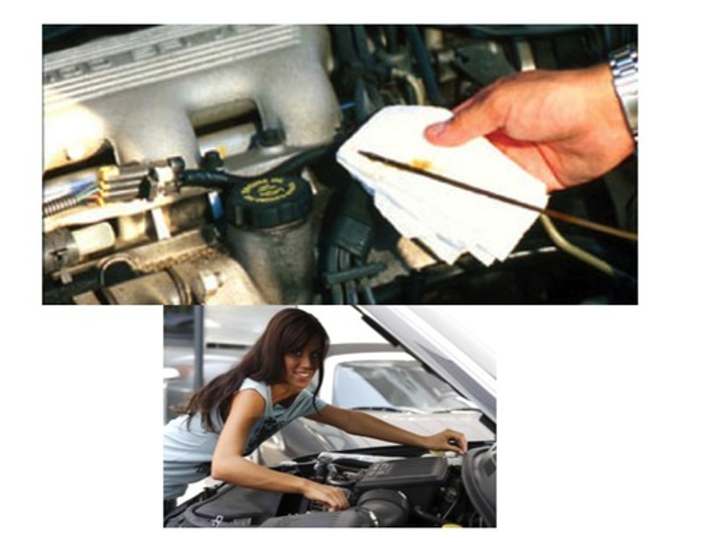 <p>to check the (oil)</p>