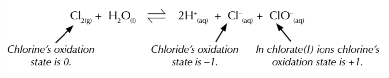 <p>to ptoduce a chloride ion and chlorate ion</p>