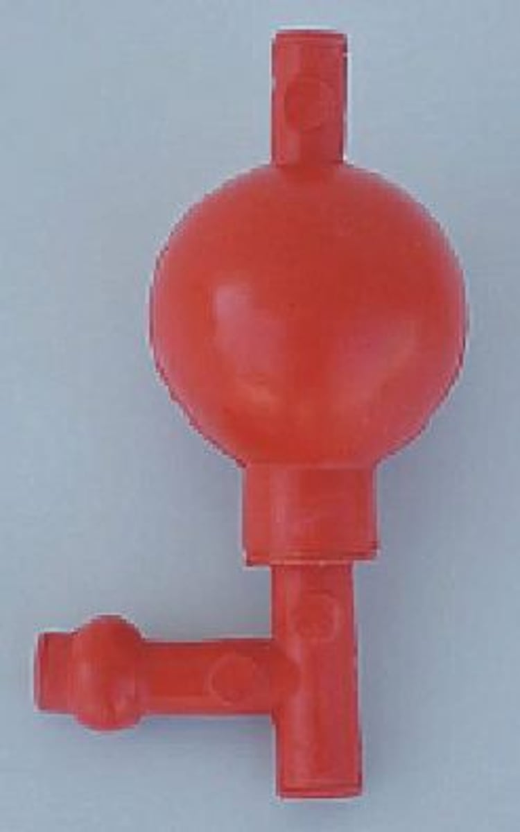 <p>used to pull liquid up into a pipet</p>