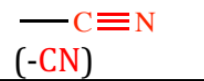 <p>compound containing a carbon–nitrogen triple bond (−C ≡ N); -nitrile </p>