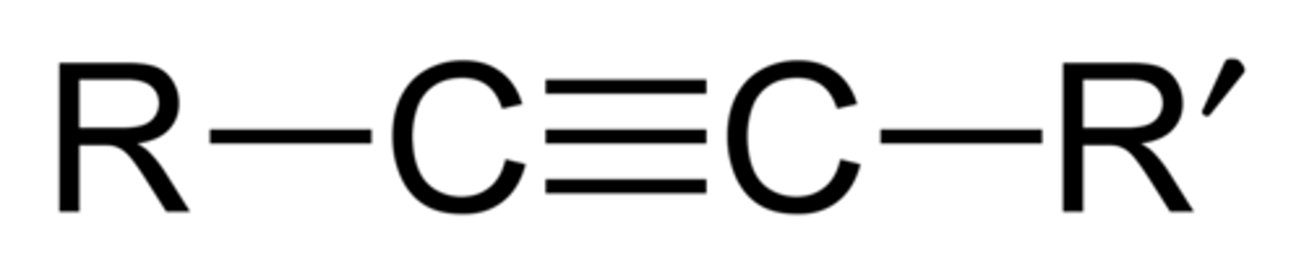 <p>a carbon compound with a carbon-carbon triple bond</p>
