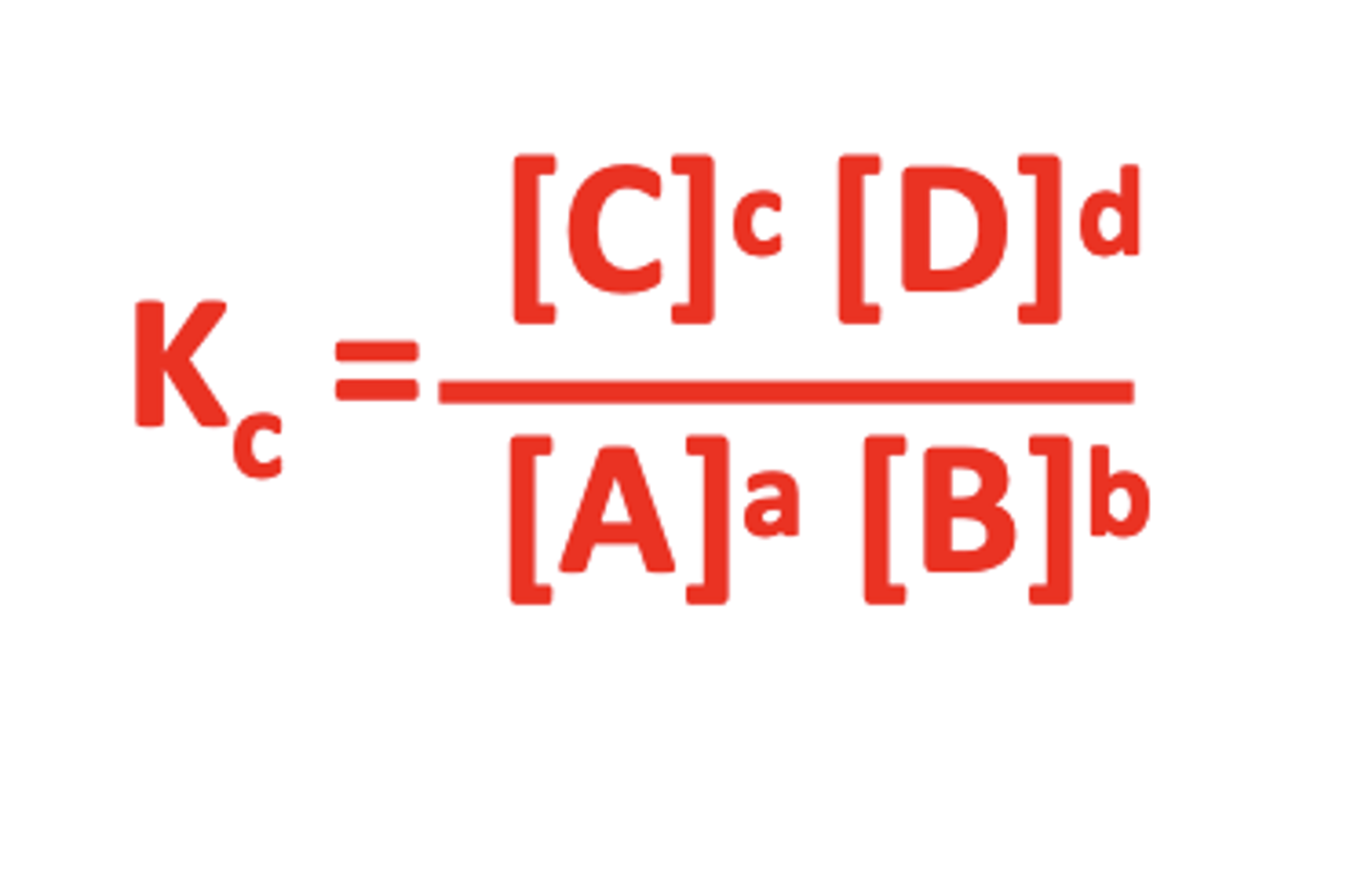 <p>[Products] / [Reactants]</p><p>Where [ ] = concentration in moldm-3</p>