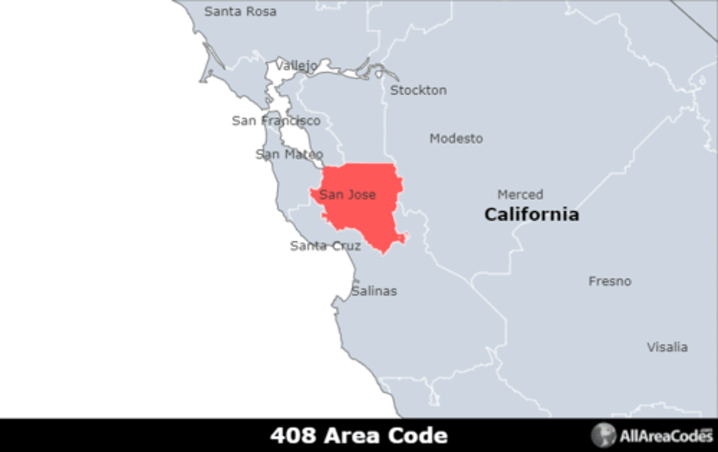 <p>Area code 408 serves San Jose, CA and the surrounding areas. It has a single overlay (669) that serves the same area.</p>