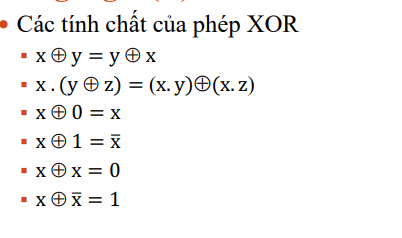 = 1 nếu số đầu vào =1 lẻ

=0 nếu số đầu vào = 1 chẵn