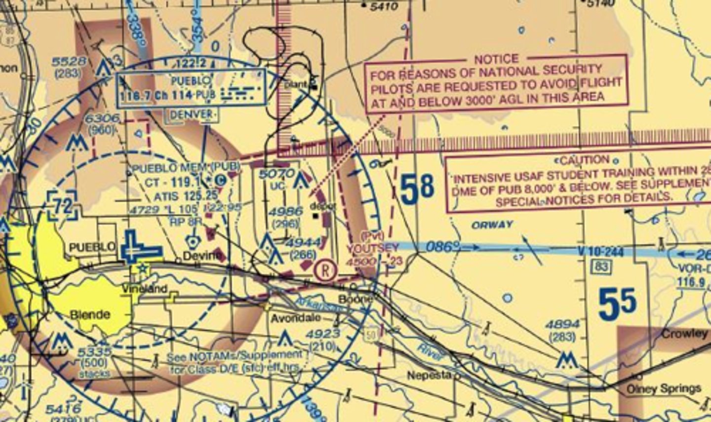 <p>C. This is a national security area.</p><p>[This is NOT Class E at the surface. The dashed circle is a national security area. The thinner dashed line in the shape of a box is Class E at the surface extension.]</p>