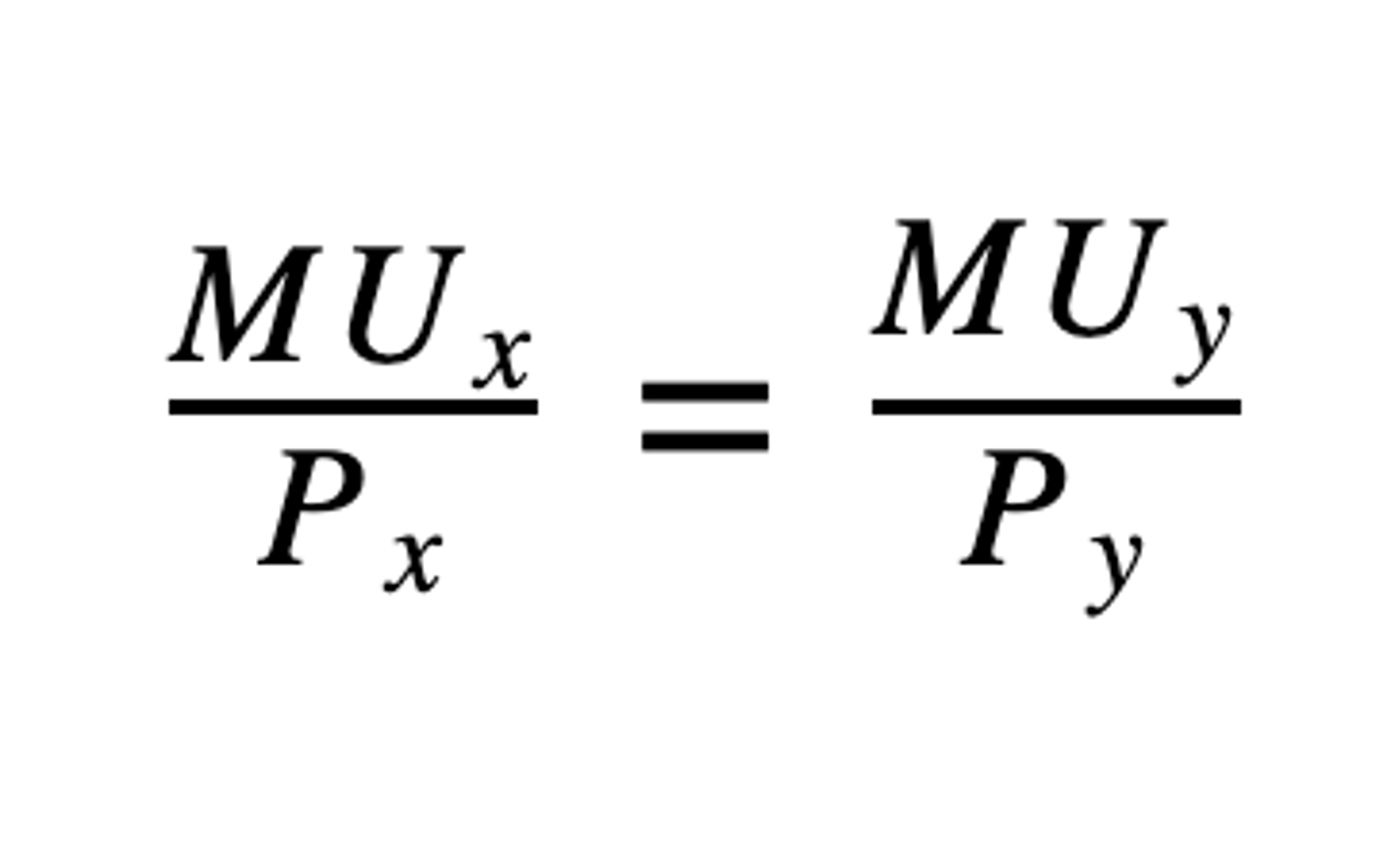 <p>Consumers utility is maximized utility when they allocate their limited incomes so that the marginal utility per dollar spent on each of their final choices in a bundle is equal</p>