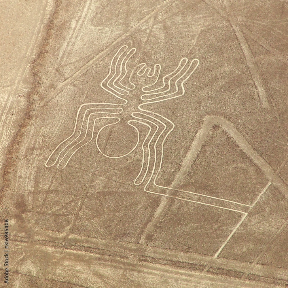 \-oxidized stone removed to show light stone, dark stone placed as an outline

\-thought to be for processions, walked or danced along as a ritual, some point toward the mountains or are near water, may direct people towards water, could be deities

\-sites maintained by removing newly oxidized rock, only found with air travel so was left along beforehand

\-some animals on pottery in this culture, found inside geoglyphs in the dark stone

\-done by large, organized group; community effort