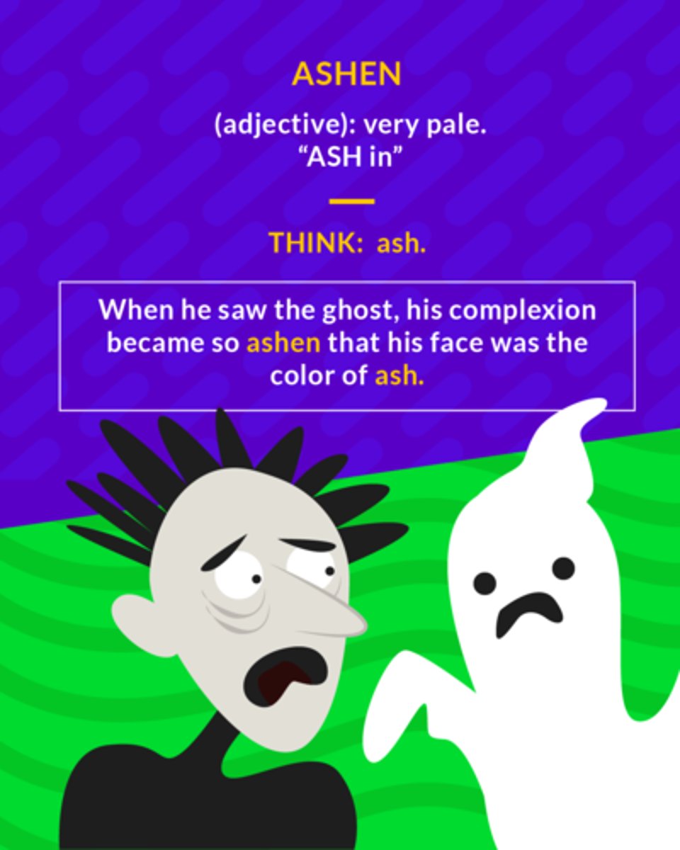 <p>(adj.) pale (esp. of a person's face)</p>