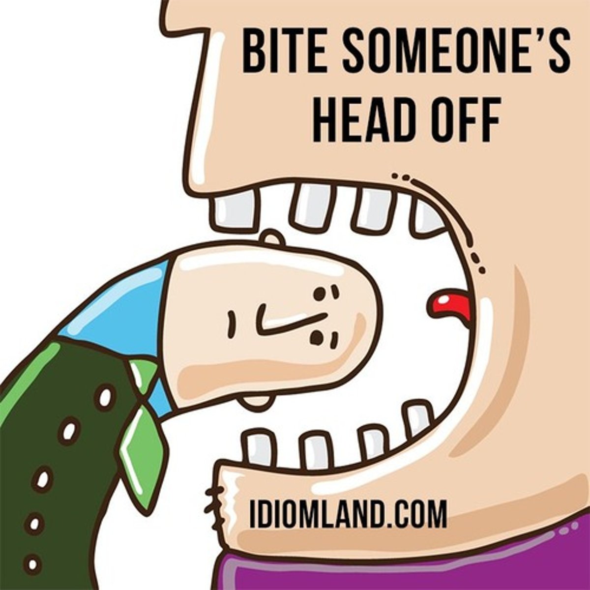 <p>To speak angrily to someone. (She bit my head off for no reason today, and I don't know why.зриватися на комусь, огризатися)</p>