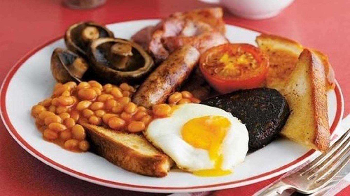<p>a usual breakfast in a place or country (neutral)</p><p>Eggs are a ~ here.</p><p>What's your ~?</p>