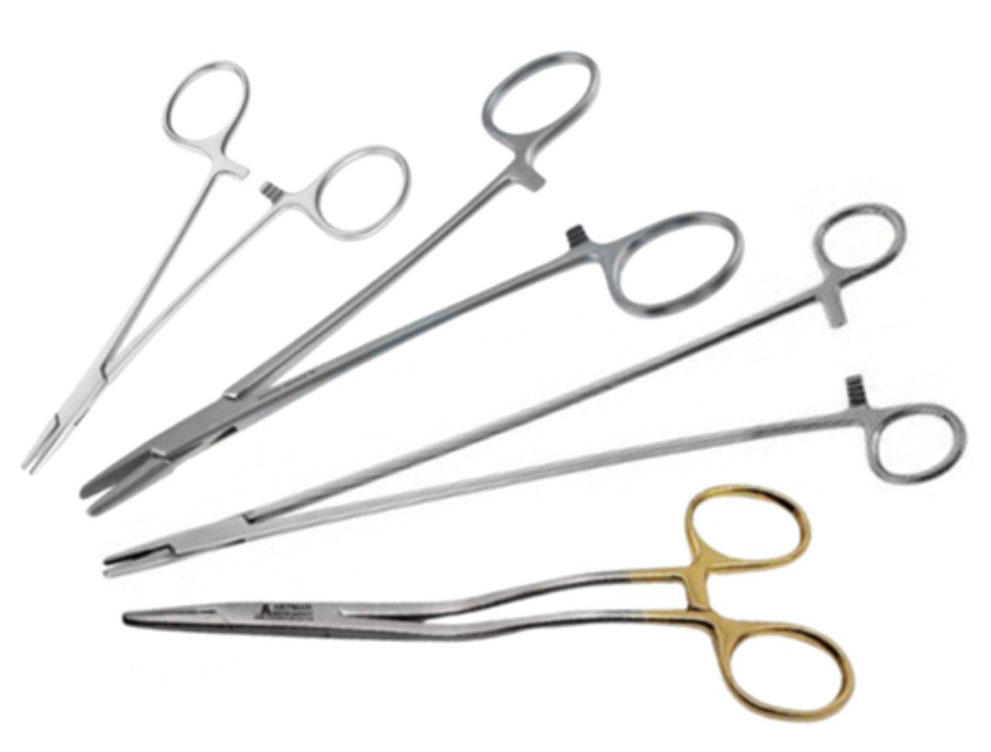 <p>surgical instruments designed to drive suture needles to close or rejoin a wound or surgical site (400 series or tungsten carbide)</p>