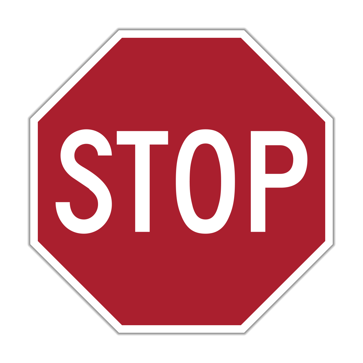 Come to a complete stop. Remain stopped until pedestrians and vehicles with the right of way have cleared the intersection. Then proceed with caution.