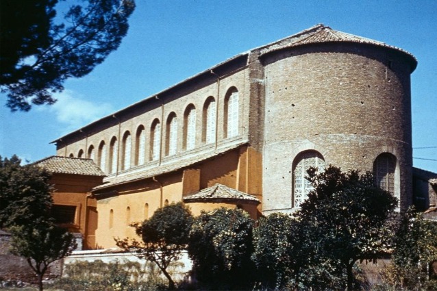 <p>Rome, Italy, 5th century CE, follows same typology as early Christian churches. Floor is decorative with people buried in it. Plain exterior but elaborate interior. </p>