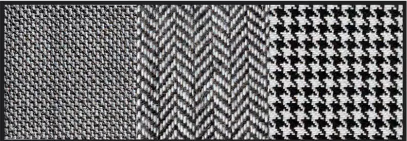 left to right: sharkskin, herringbone, houndstooth