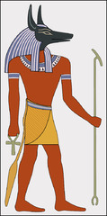 god of death, mummification, embalming, the afterlife, cemeteries, tombs, and the Underworld, in ancient Egyptian religion, usually depicted as a canine or a man with a canine