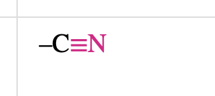 <p>Carbon nitrogen triple bond </p>