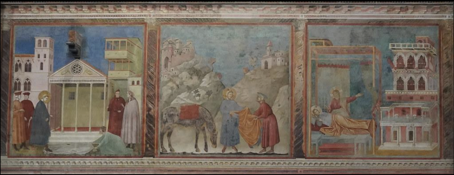 <p>Three scenes from the Legend of Saint Francis by Giotto and his workshop</p>
