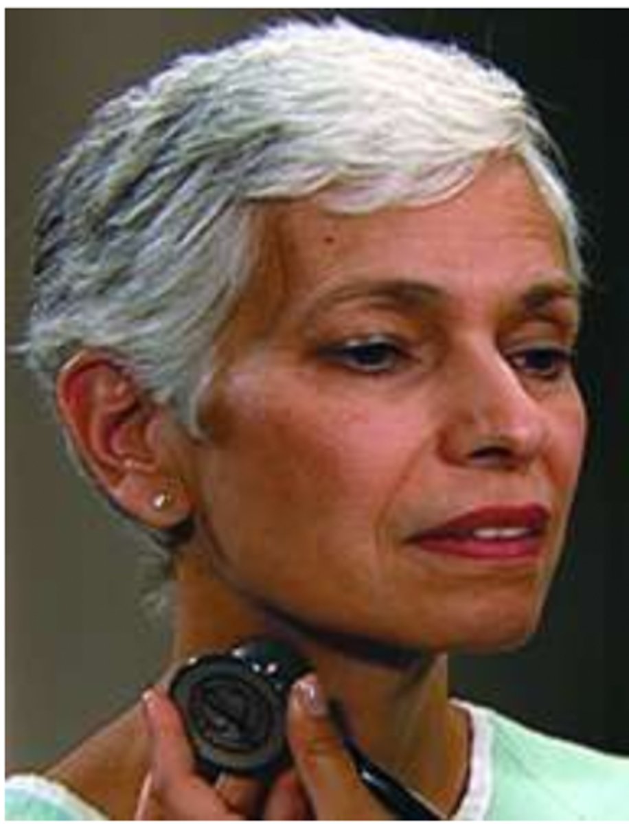 <p>Place bell of stethoscope over carotid artery</p>