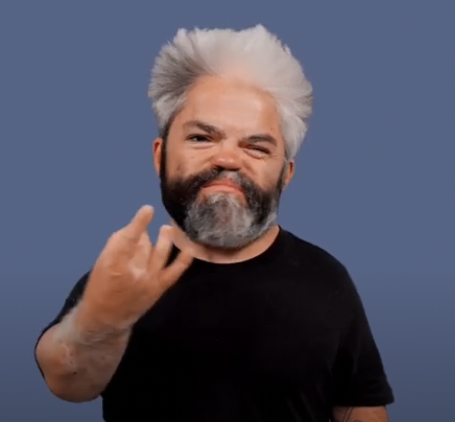 <p>thumb and middle finger flick up then PALM down</p>