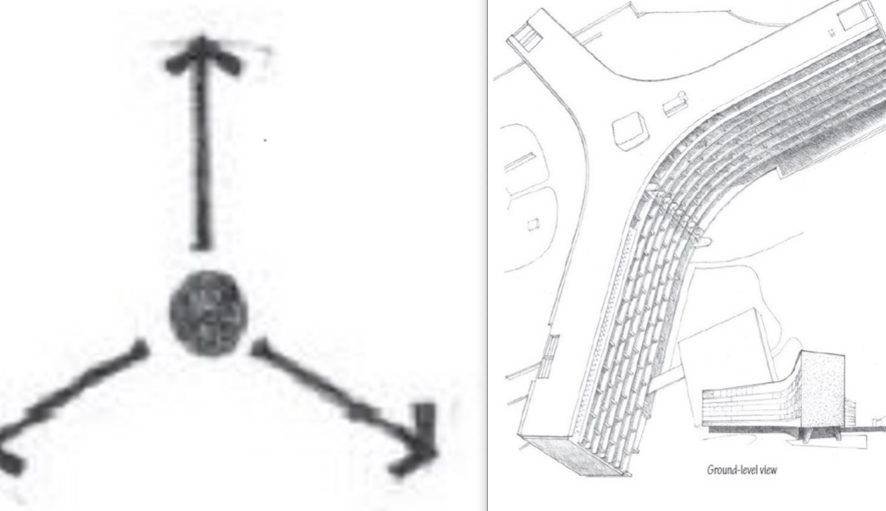 composition of linear forms extending outward from central form in radial manner 