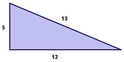 <p> is a right triangle with side lengths of 5, 12, and 13 feet</p>