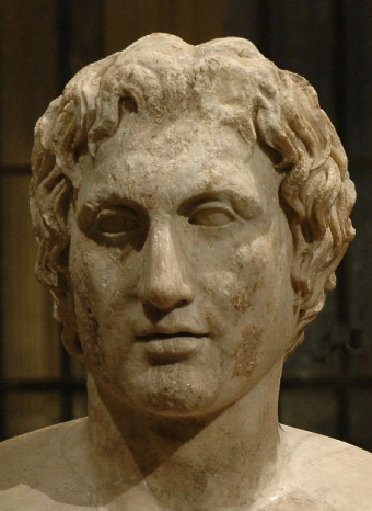 Portrait of Alexander the Great<br />by Lysippos?<br />Azara Herm from Tivoli, Italy<br />Roman copy of Greek original<br />ca 335-320 BCE<br />Louvre, Paris