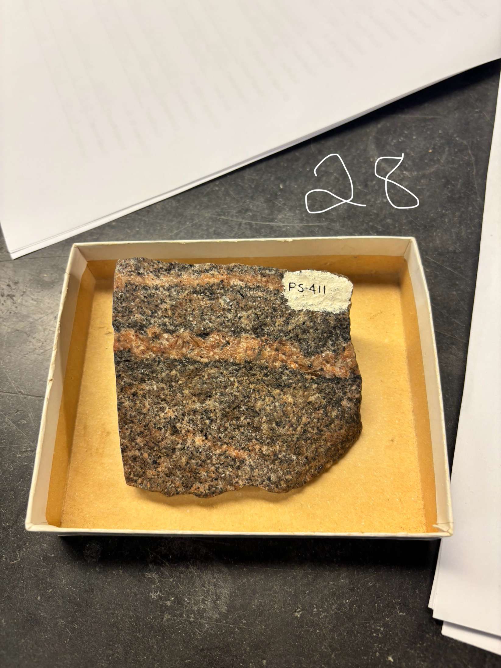 <p>Minerals Present ?</p><p>Overall texture ?</p><p>Rock Name ?</p>