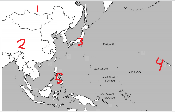Label the Pacific regions