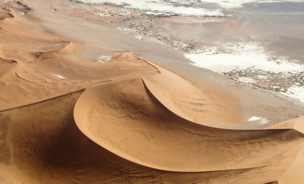 Parabolic dunes (**strong winds blow dunes into parabolas**)