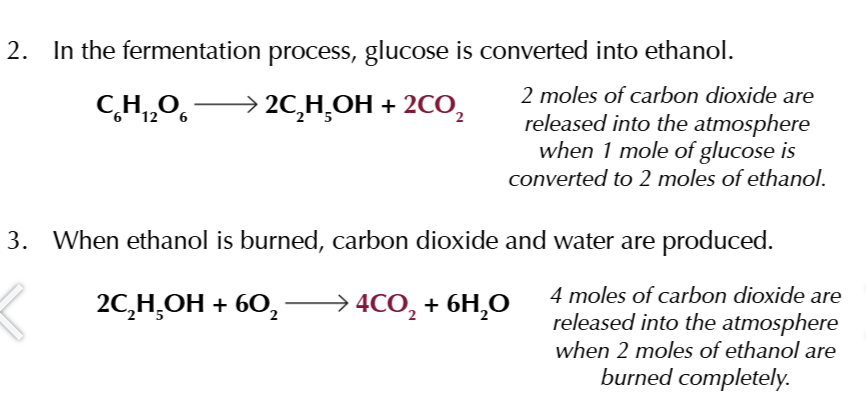 <p>combining the 3 equations youll see exactly 6 moles of CO2 TAKEN IN AND OUT</p>