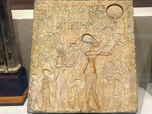 <p>Akhenaton, Nefertiti, and three daughters demonstrates continuity within ancient Egyptian artistic traditions through its<br>A. depiction of figures in composite poses<br>B. dynamic, asymmetrical composition<br>C. organization of images in stacked registers<br>D. emphasis on surface texture through high-relief carving</p>