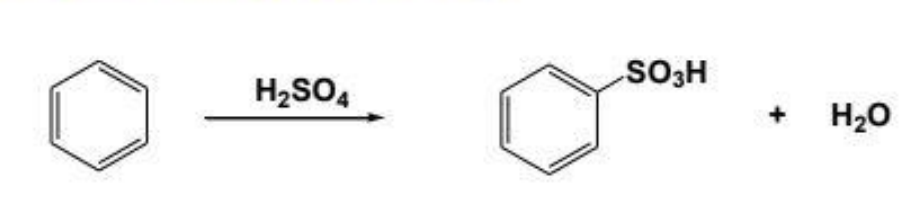 <p>Tác chất : <strong>H2SO4</strong></p><p>Sản phẩm : C6H5 - SO3H</p>
