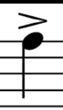 <p>play the note louder, with a special emphasis</p>