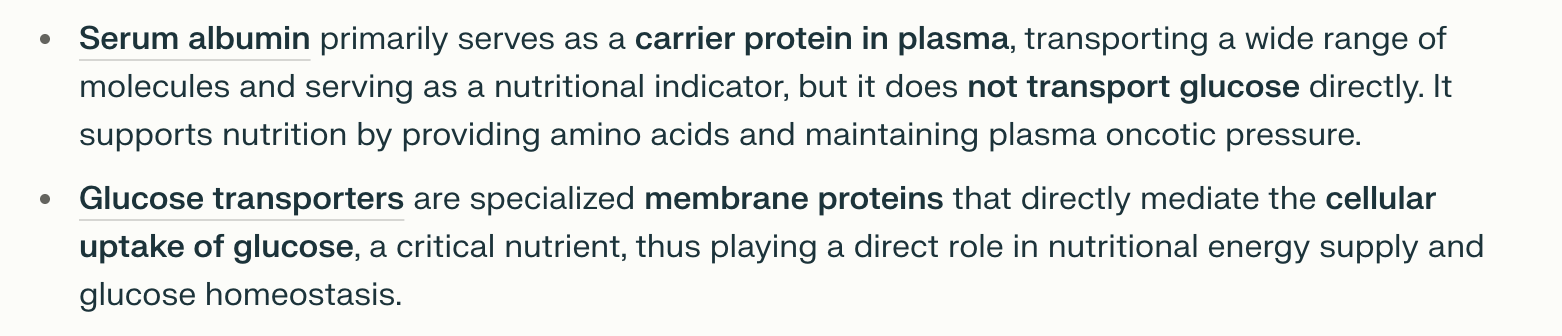 <p><span><strong>Loại protein nào sau đây giữ cả hai vai trò dinh dưỡng và vận chuyển: </strong></span></p><p>A. Insulin </p><p><span>B. Serum albumin </span></p><p>C. Oval albumin</p><p><span>D. Glucose transporter </span></p>