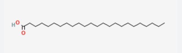 <p>24 carbons, no double bonds</p><p>saturated fatty acid</p><p>n-tetracosonoate</p>