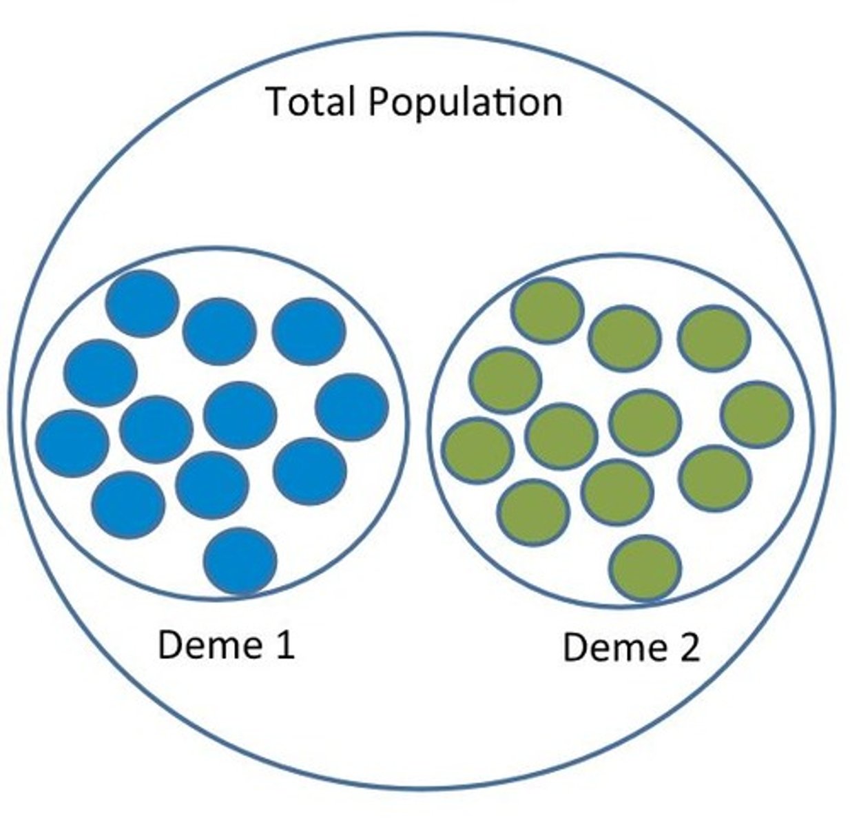 <p>A deme is a local population that has no or limited gene flow with members of other populations. Local natural selection pressures mean that the phenotypic features of the members of one deme may differ from those of members of other demes.</p>