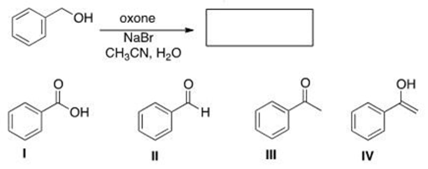 <p>What is the product of the following reaction?</p><p>A. I</p><p>B. II</p><p>C. III</p><p>D. IV</p>