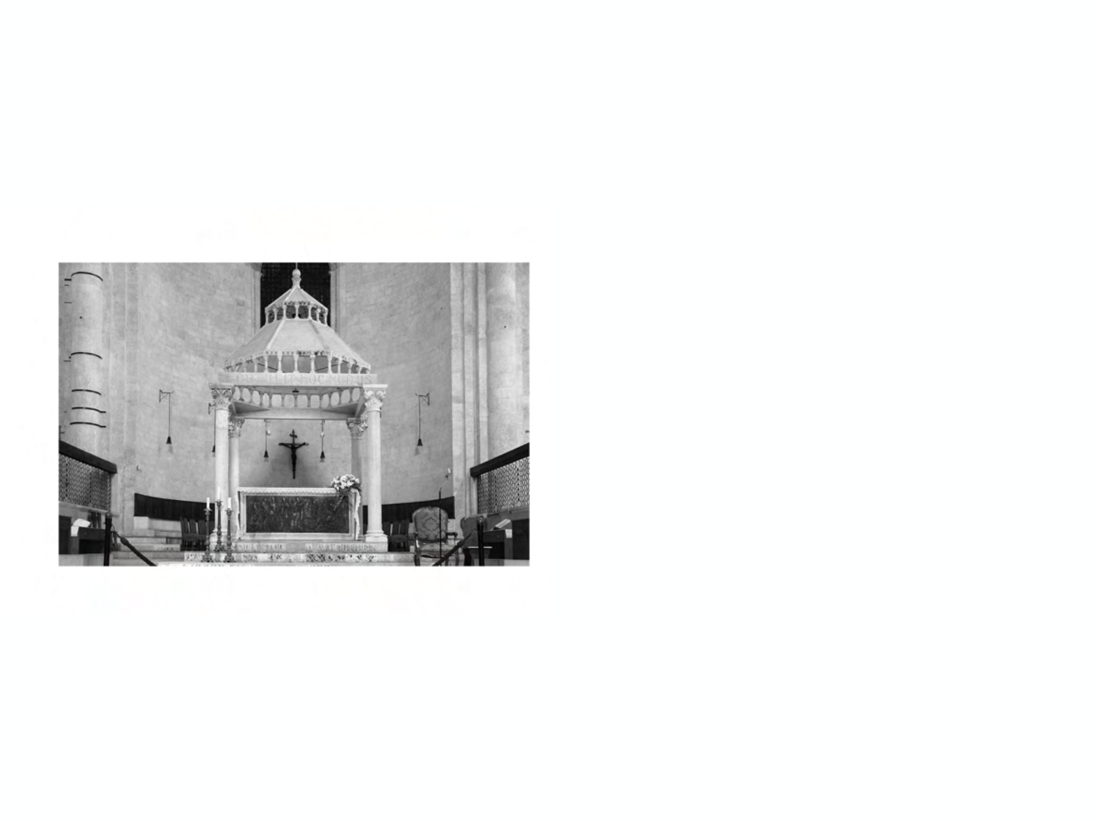 <p>A canopy or covering supported by columns,</p><p>raised over the high altar of a Christian church</p>