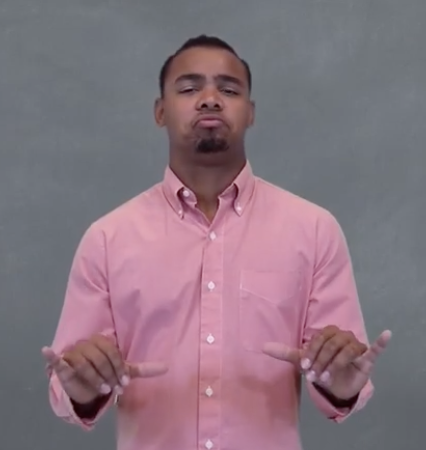 <p>Place both hands in a “Y” handshape and bounce them up and down simultaneously; make sure to use facial expressions; <strong>**double check this one</strong></p>