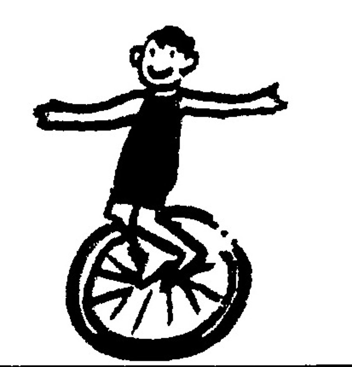 <p>を....Oh...O...look at me riding a unicycle (direct object particle)</p>