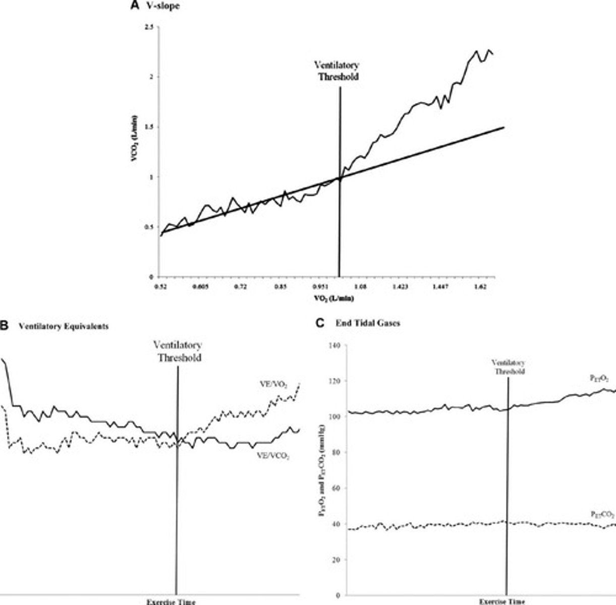 <p>To determine the point at which the slope of the relationship between VCO2 and VO2 changes.</p>