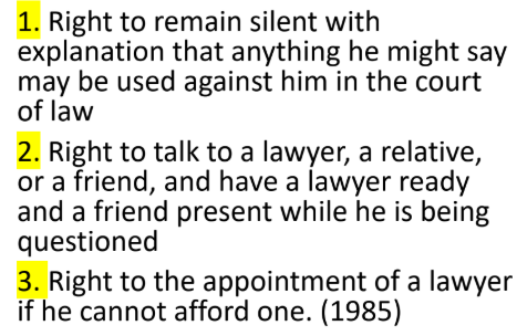 <p>MIRANDA VS ARIZONA</p>