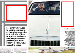 <p>Empty areas in a magazine spread</p>