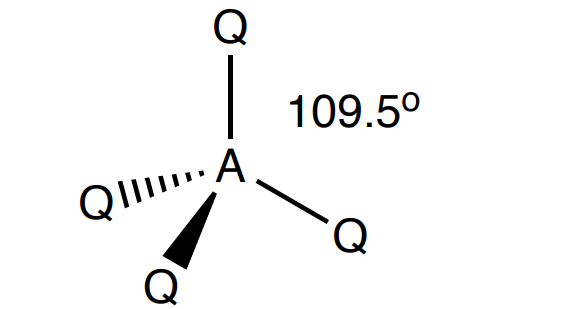 <p>4 Bonding, 0 lone (109.5 degrees)</p>