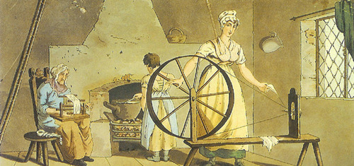 Manufacturing based in homes rather than in a factory, commonly found before the Industrial Revolution.