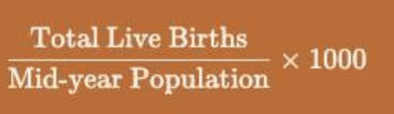 <p>number of live births per 1,000 people in a given population in a specific year</p>