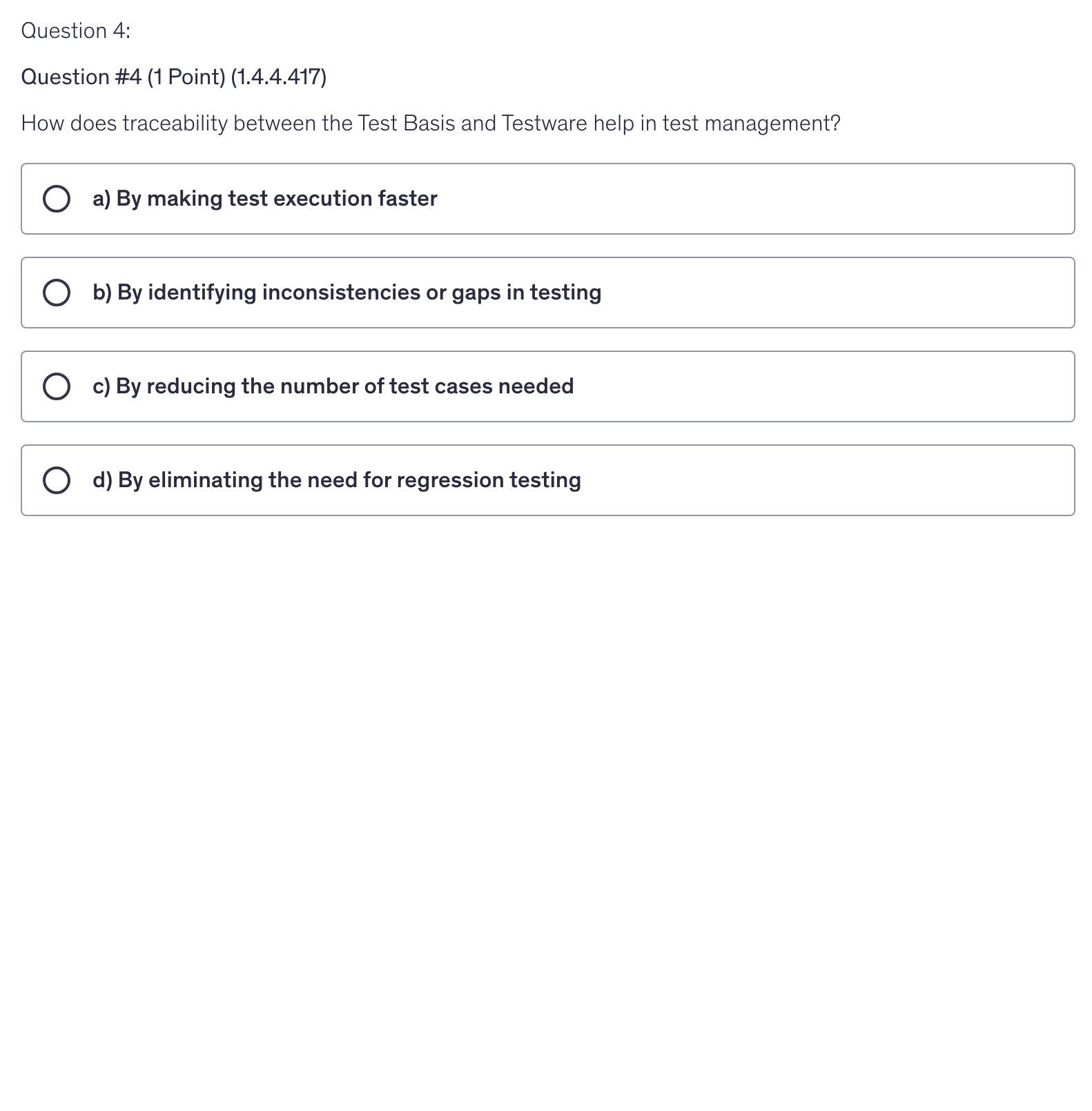 <p>How does traceability between the Test Basis and Testware help in test management?</p>